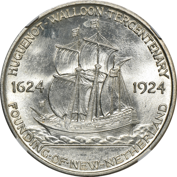Four silver commemorative half-dollars, all NGC CAC