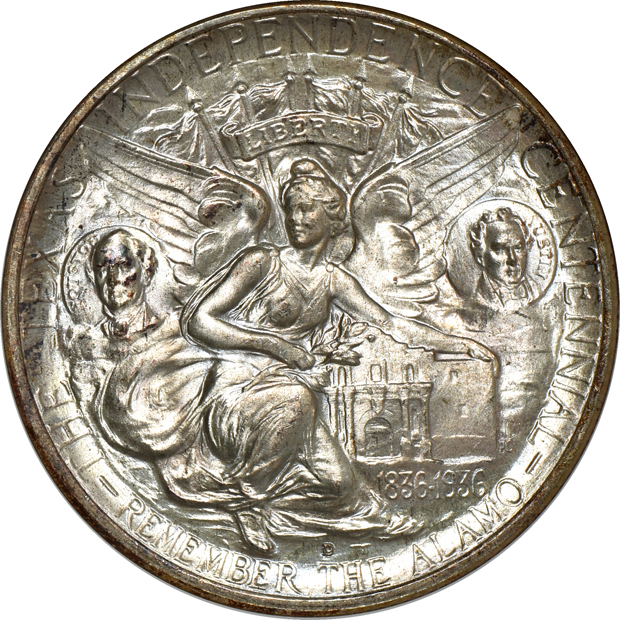 Four silver commemorative half-dollars, all NGC CAC