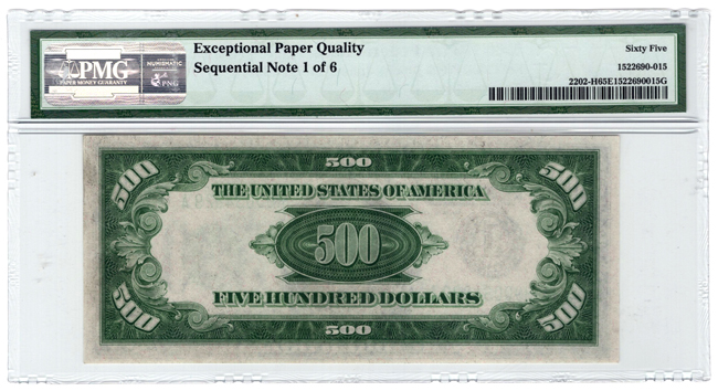 1934-A $500 St. Louis Fr# 2202-H - PMG GemCU-65 EPQ