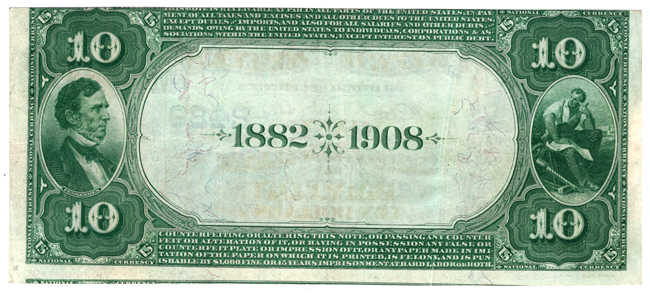 1882 $10 Date Back - Canton, OH Charter #2489 - XF