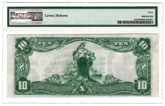 1902 $10 Blue Seal - Ottawa, IL Charter #1465 - PMG XF-40