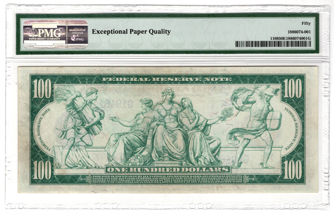 1914 $100 Chicago Blue Seal Fr# 1108 - AU-50/EPQ