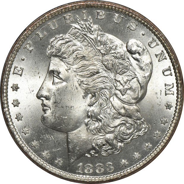 1882-CC GSA MS-63, 1883-CC GSA MS-63, and an 1883-CC GSA MS-64+, all NGC CAC