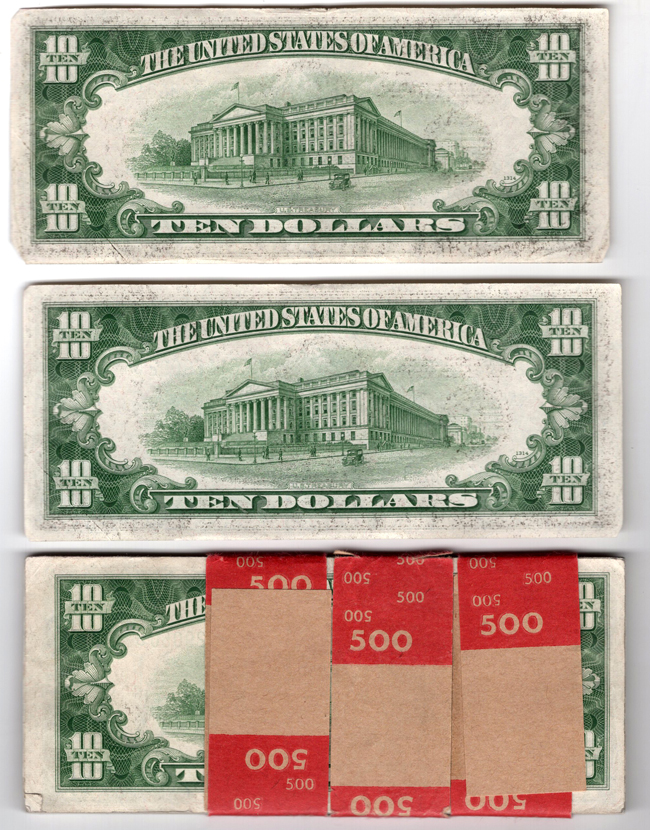 Half pack of 1934-D $10 Richmond Fr# 2009E - CU