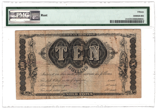 $10 April 1, 1879 Fr# 214 - PMG VF-15/rust