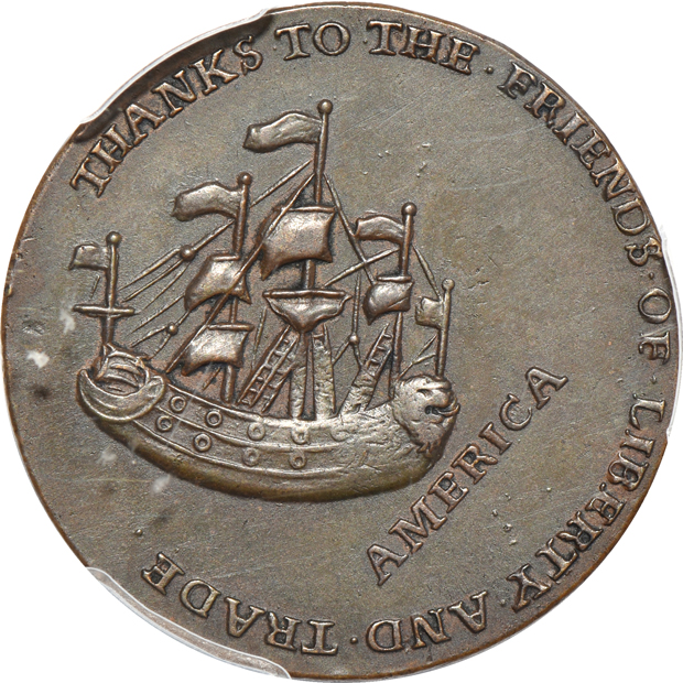 1766 Pitt Token halfpenny PCGS AU-55