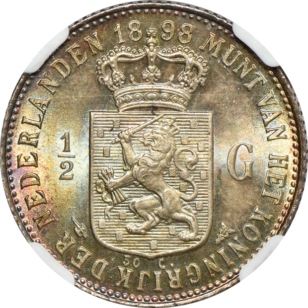 Netherlands - 1898 1/2 gulden - NGC MS-66