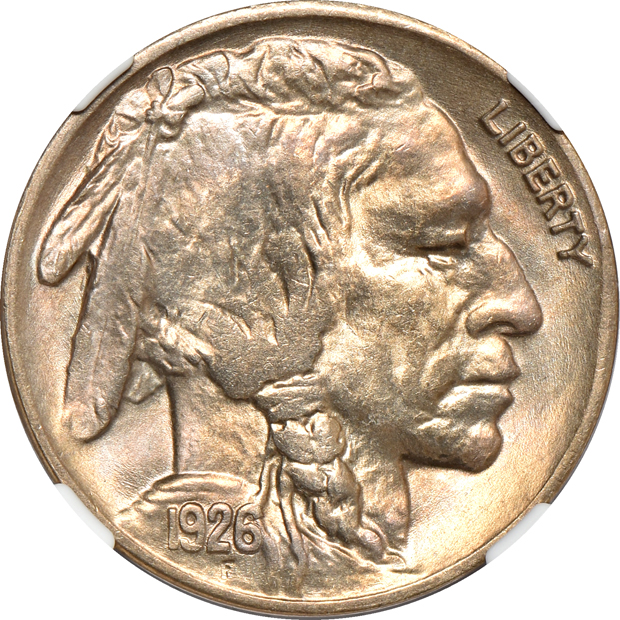Five Buffalo nickels, all NGC CAC