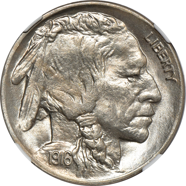 Five Buffalo nickels, all NGC CAC