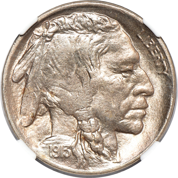 Five Buffalo nickels, all NGC CAC