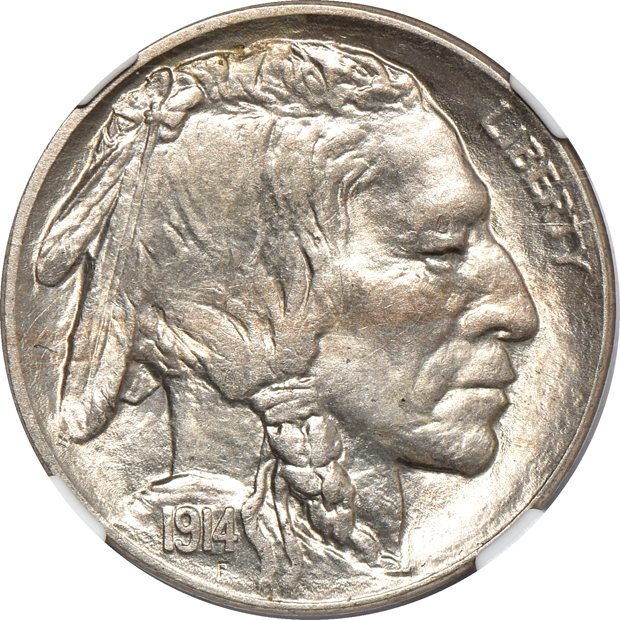 Five Buffalo nickels, all NGC CAC
