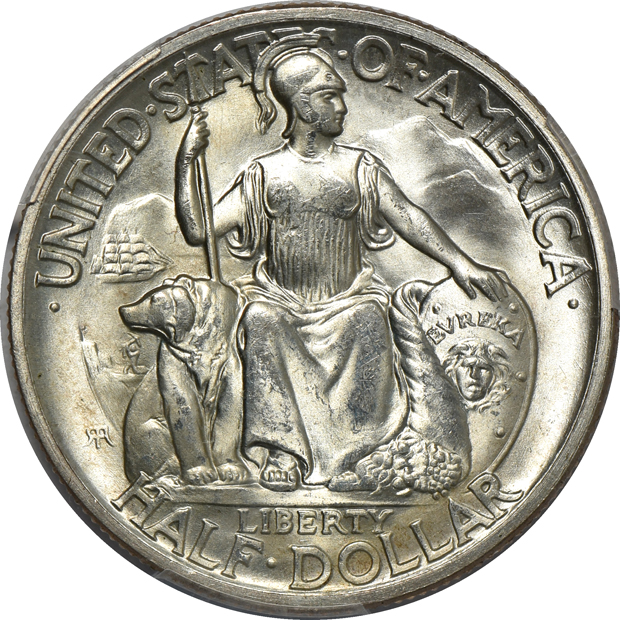 1927 Vermont MS-64, 1935 Connecticut MS-64+, and a 1936-D San Diego MS-65+, all PCGS CAC
