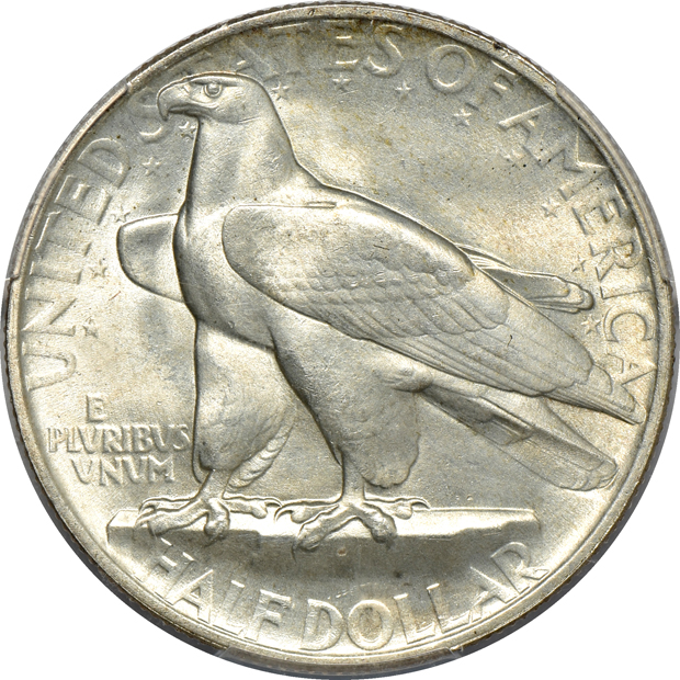 1927 Vermont MS-64, 1935 Connecticut MS-64+, and a 1936-D San Diego MS-65+, all PCGS CAC