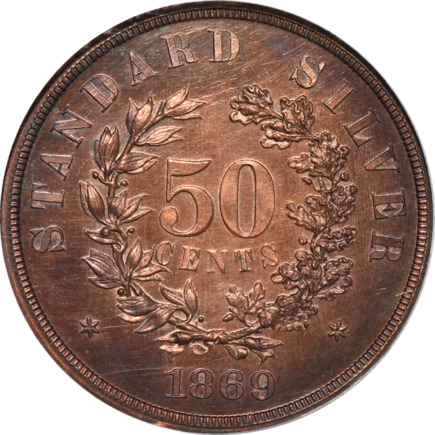 1869 half-dollar J-751 PCGS PR-61RB