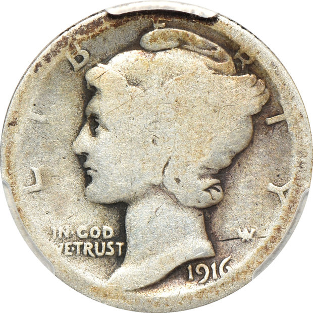 1916-D Mercury About Good-3, and a 1942/41-D VF-35, both PCGS CAC