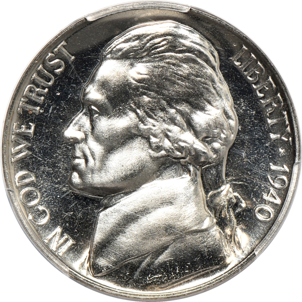 1940 PCGS PR-67 CAC, 1942-P Silver NGC PR-67, and a 1955 NGC PR-69 CAMEO