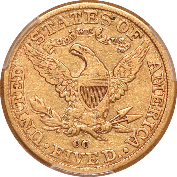 1881-CC $10 Liberty XF details/cleaned, and an 1882-CC $5 Liberty VF details/filed rims, both PCGS