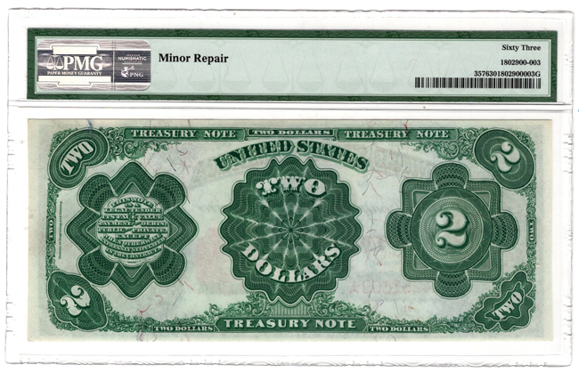 1891 $2 Fr# 357 - PMG ChCU-63/minor repair