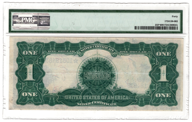 1899 $1 Black Eagle Star Fr# 233* - PMG XF-40