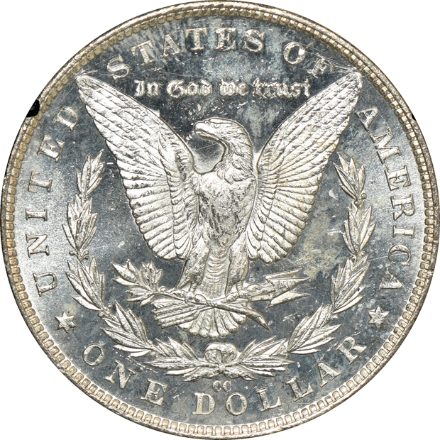 1883-CC GSA MS-63 PL, and two 1884-CC GSA MS-63, all NGC CAC