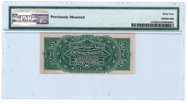 Fourth Issue - 50 Cents Fr# 1374 - PMG ChCU-64/previously mounted