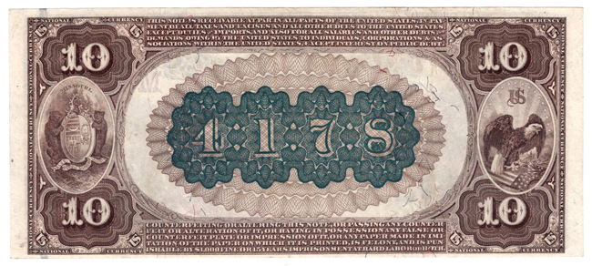 1882 $10 Brown Back - St. Louis, MO Charter #4178 - AU