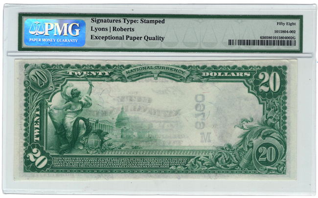 1902 $20 Blue Seal - Tipton, IA Charter #6760 - AU-58/EPQ