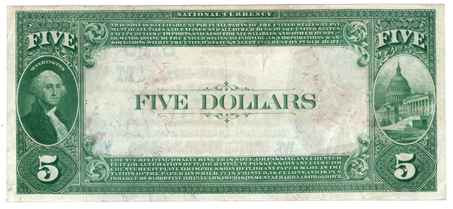 1882 $5 Value Back - Waterloo, IA Charter #5120 - XF