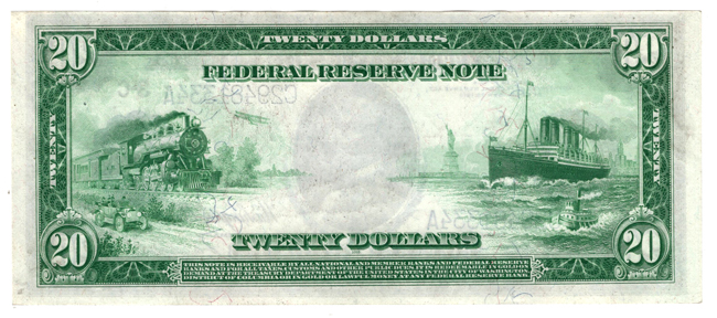 1914 $20 Philadelphia Blue Seal Fr# 975 - ChCU