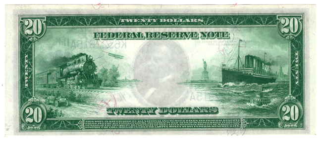 1914 $20 Dallas Blue Seal Fr# 1007 - ChCU