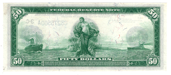 1914 $50 Philadelphia Blue Seal Fr# 1035 - AU
