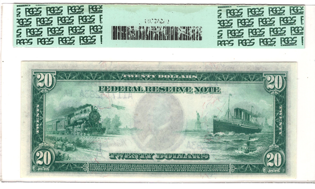 1914 $20 Boston Blue Seal Fr# 966 - PCGS GemCU-65 PPQ