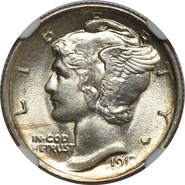 1917-D MS-63 FB, 1923 MS-65 FB, and a 1944 MS-66 FB, all NGC