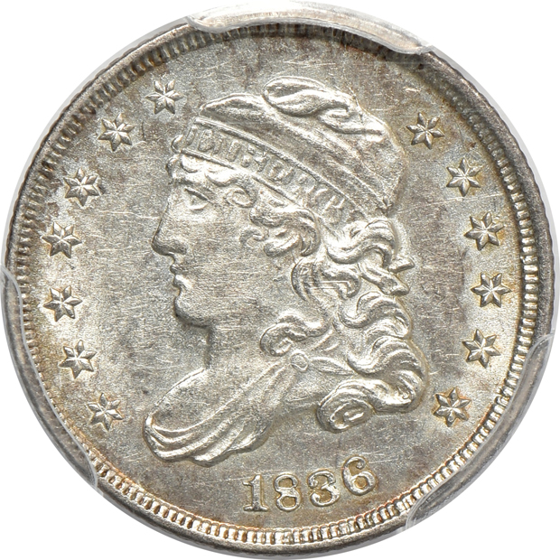 1836 Large 5C PCGS AU-58, 1837 Seated NGC MS-62, and an 1862 NGC MS-63