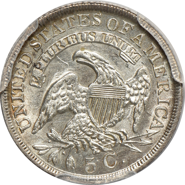 1836 Large 5C PCGS AU-58, 1837 Seated NGC MS-62, and an 1862 NGC MS-63
