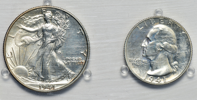 1941 and 1942 Proof Sets in a plastic holder
