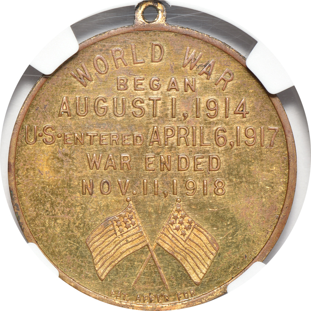 1918-date World War One bronze medal, Our Colored Heroes, NGC MS-63
