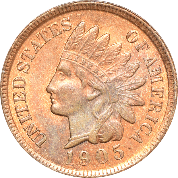 Nineteen copper type coins, plus an 1870 Shield nickel