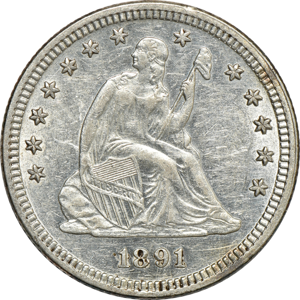 Seventeen United States type coins