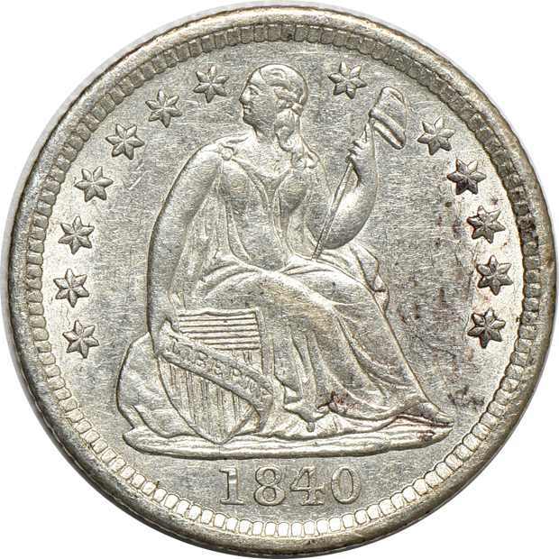 1835 Small Date Small 5C, 1839-O, and an 1840 w/ drapery, all XF