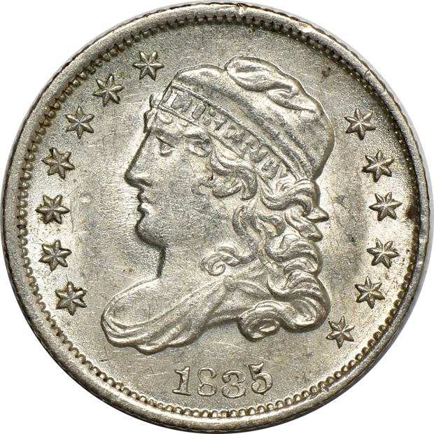 1835 Small Date Small 5C, 1839-O, and an 1840 w/ drapery, all XF
