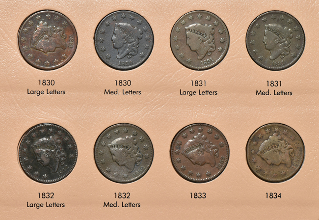 Collection of eighty-three different large cents in a Dansco 7099 album