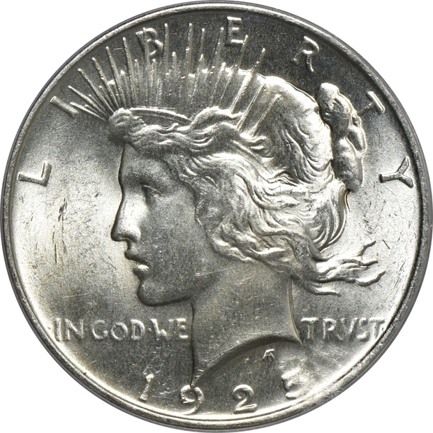 Six certified Peace dollars