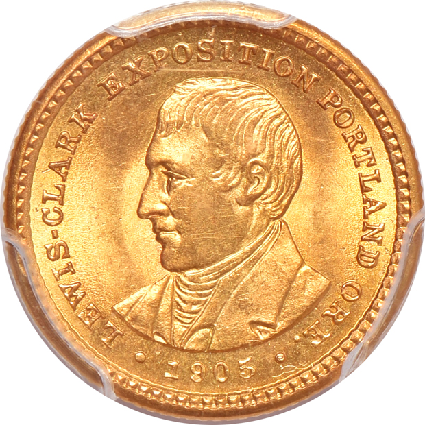 1905 Lewis & Clark PCGS MS-64, plus a 1946 Booker T. Washington commemorative half-dollar PCGS MS-63 (rattler)