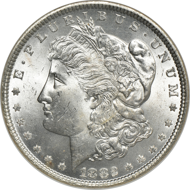 1882 MS-64, 1882-O/S MS-63, and an 1882-S MS-67, all NGC