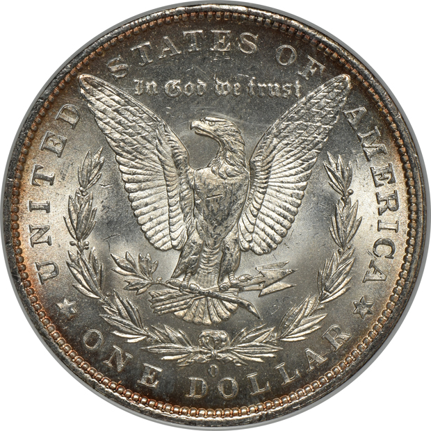 1879-O MS-64 CAC, and an 1881-O MS-65, both NGC