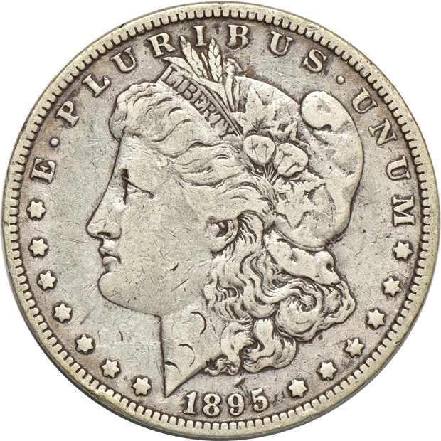 Six Morgan silver dollars