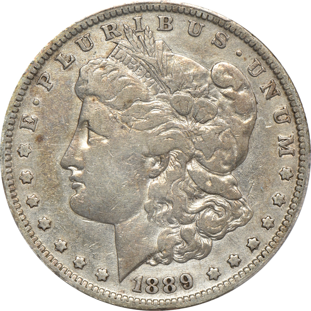 Six Morgan silver dollars
