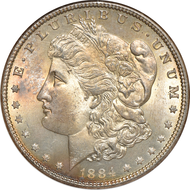 Six Morgan silver dollars