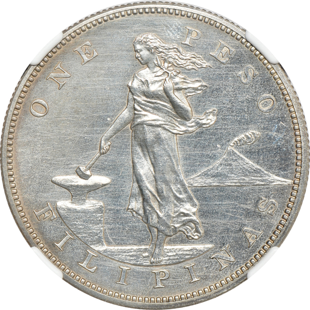 1903 Peso PR-58 and two 1904 Pesos PR-61, all NGC